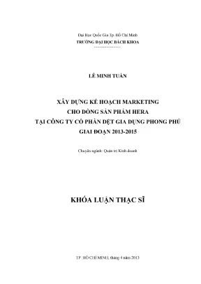 Luận Văn Thạc Sĩ: Xây Dựng Kế Hoạch Marketing Cho Sản