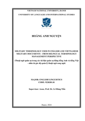 Luận Án Tiến Sĩ: Thuật Ngữ Quân Sự Anh-Việt Trong Tài 