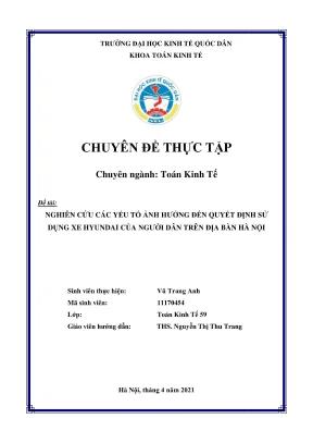 Nghiên cứu yếu tố ảnh hưởng quyết định sử dụng xe 