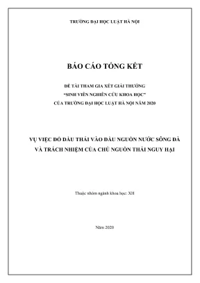 Nghiên cứu khoa học về vụ đổ dầu thải vào sông Đà và