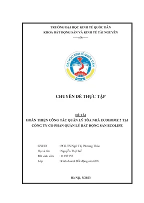 Hoàn thiện công tác quản lý tòa nhà Ecohome 2 tại 
