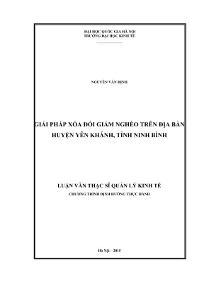 Luận văn thạc sĩ quản lý kinh tế giải pháp xóa đói giảm nghèo trên địa bàn huyện yên khánh tỉnh ninh bình