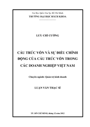 Cấu Trúc Vốn Và Điều Chỉnh Động Trong Doanh Nghiệp Việt