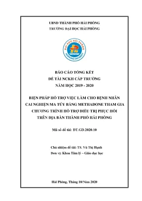 Biện pháp hỗ trợ việc làm cho bệnh nhân cai nghiện ma