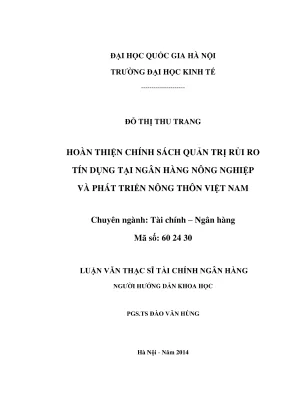 Hoàn thiện chính sách quản trị rủi ro tín dụng tại Ngân
