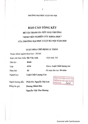 Nghiên Cứu Khoa Học Về Luật Hoá Chế Định Ly Thân Cho 