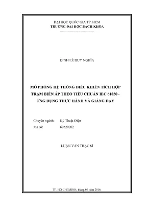 Luận Văn Thạc Sĩ Kỹ Thuật Điện: Mô Phỏng Hệ Thống Điều