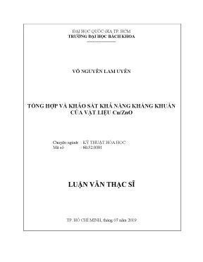 Tổng hợp vật liệu Cu và khả năng kháng khuẩn trong luận