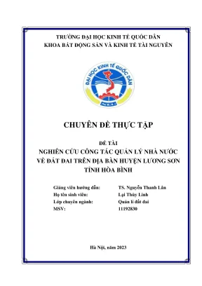 Chuyên Đề Thực Tập: Quản Lý Nhà Nước Về Đất Đai Tại