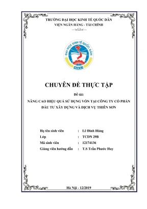Chuyên đề thực tập: Nâng cao hiệu quả sử dụng vốn tại