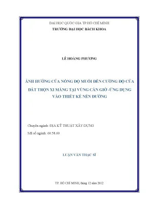 Ảnh hưởng của nồng độ muối đến cường độ đất trộn xi măng