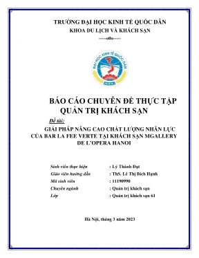 Giải pháp nâng cao chất lượng nhân lực tại Bar La Fee 