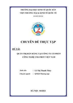 Chuyên đề thực tập quản trị bán hàng tại công ty công
