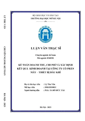 Luận Văn Thạc Sĩ Kế Toán: Doanh Thu, Chi Phí Và Kết Quả 