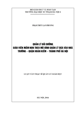 Quản Lý Bồi Dưỡng Giáo Viên Mầm Non Theo Mô Hình Dựa Vào