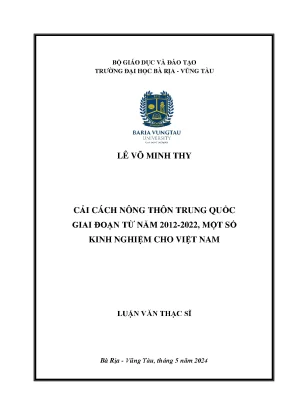 Cải cách nông thôn Trung Quốc 2012-2022: Kinh nghiệm quý 