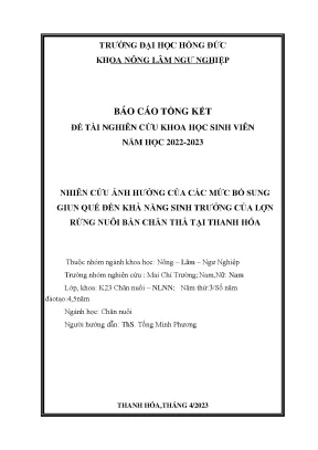 Ảnh hưởng của giun quế đến sự phát triển của lợn rừng