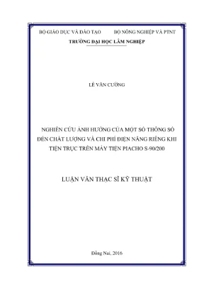 Nghiên cứu ảnh hưởng thông số đến chất lượng và chi phí