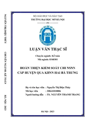 Hoàn Thiện Kiểm Soát Chi Ngân Sách Nhà Nước Cấp Huyện 