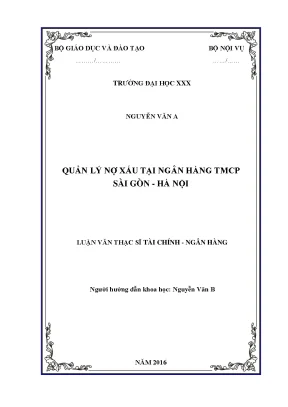 Luận Văn Thạc Sĩ: Quản Lý Nợ Xấu Tài Chính Doanh Nghiệp 