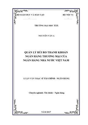 Luận Văn Thạc Sĩ: Quản Lý Rủi Ro Thanh Khoản Ngân Hàng 