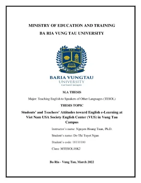 Thái độ của sinh viên và giáo viên đối với học tiếng Anh 