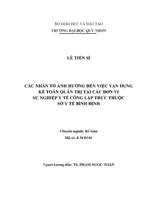 Các nhân tố ảnh hưởng đến vận dụng kế toán quản trị tại