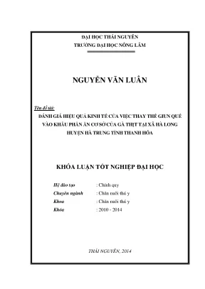 Đánh giá hiệu quả kinh tế khi thay thế giun quế trong