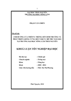 Ảnh hưởng của thời vụ trồng đến sinh trưởng và phát