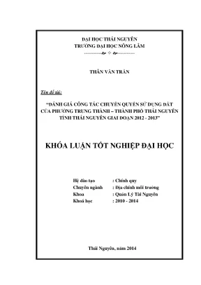Đánh Giá Công Tác Chuyển Quyền Sử Dụng Đất Phường Trung