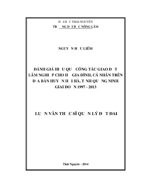 Đánh Giá Hiệu Quả Giao Đất Lâm Nghiệp Cho Hộ Gia Đình