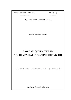 Luận Văn Thạc Sĩ Về Bảo Đảm Quyền Trẻ Em Tại Huyện Hải