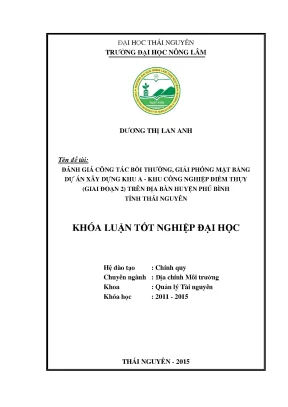 Đánh Giá Công Tác Bồi Thường Giải Phóng Mặt Bằng Dự Án