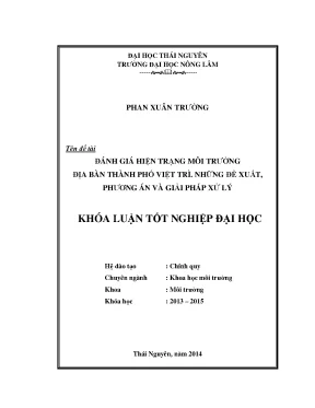 Luận Văn Thạc Sĩ: Đánh Giá Hiện Trạng Môi Trường Tại