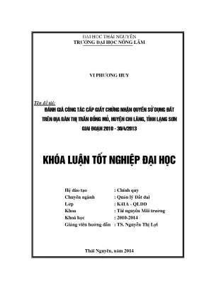 Đánh Giá Công Tác Cấp Giấy Chứng Nhận Quyền Sử Dụng Đất