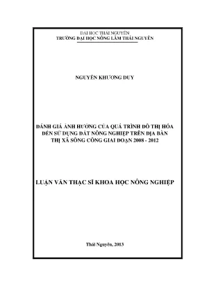 Đánh giá ảnh hưởng đô thị hóa đến đất nông nghiệp tại