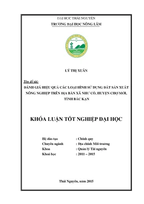 Đánh giá hiệu quả sử dụng đất nông nghiệp tại xã Như Cồ,