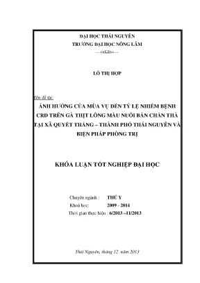 Ảnh hưởng mùa vụ đến tỷ lệ nhiễm CRD trên gà thịt lông