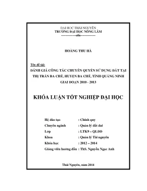 Đánh giá công tác chuyển quyền sử dụng đất tại thị trấn