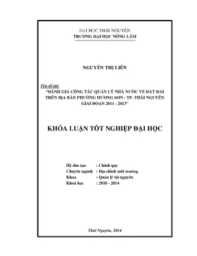 Đánh giá quản lý nhà nước về đất đai tại phường Hương