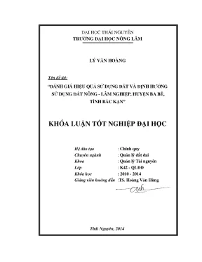 Đánh Giá Hiệu Quả Sử Dụng Đất & Định Hướng Nông Lâm