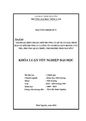 Luận Văn Thạc Sĩ: Đánh Giá Hiện Trạng Môi Trường & Giải