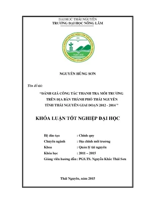 Đánh Giá Công Tác Thanh Tra Môi Trường Tại Thái Nguyên 