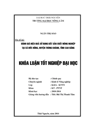 Đánh Giá Hiệu Quả Sử Dụng Đất Nông Nghiệp Tại Xã Đức