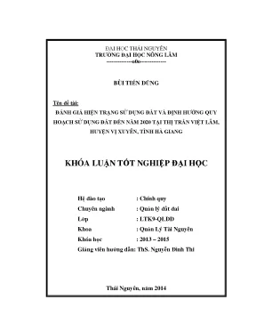 Đánh giá sử dụng đất và quy hoạch tại thị trấn Việt Lâm,