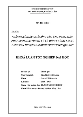 Đánh giá hiệu quả biện pháp sinh học xử lý môi trường