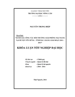 Đánh Giá Công Tác Bồi Thường Giải Phóng Mặt Bằng Tại