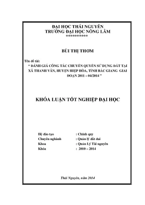 Đánh giá công tác chuyển quyền sử dụng đất tại xã Thanh