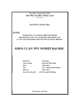 Ảnh hưởng của phát triển đô thị đến môi trường nước tại