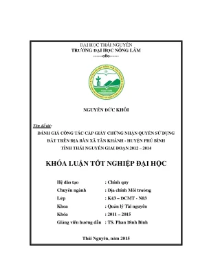 Đánh Giá Công Tác Cấp Giấy Chứng Nhận Quyền Sử Dụng Đất